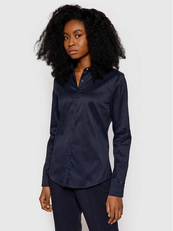 Tommy Hilfiger Tommy Hilfiger Риза Amy Str Shirt Ls W1 1M87647510 Тъмносин Slim Fit