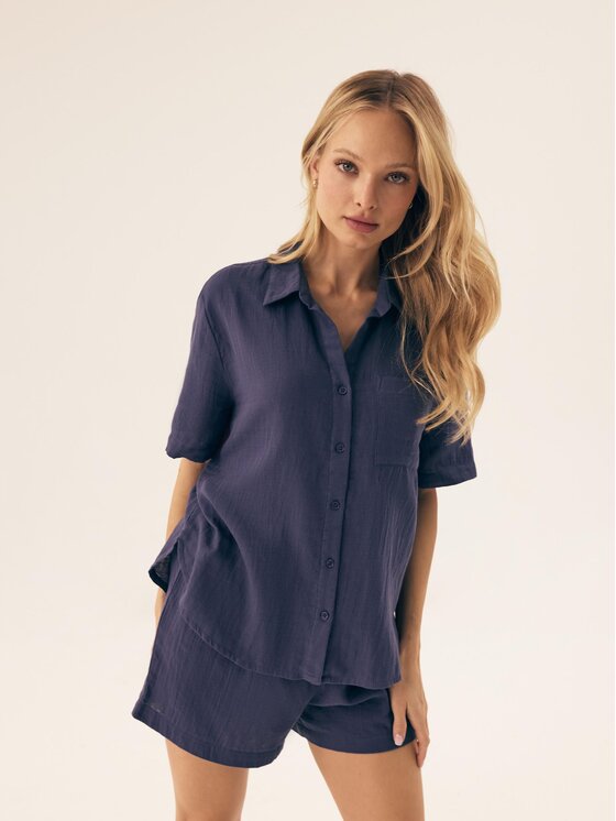 Esotiq Esotiq Komplet polo i spodenki 43142 Niebieski Regular Fit