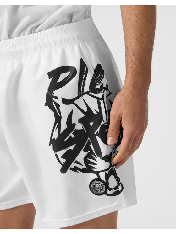Plein Sport Plein Sport Szorty sportowe 28365 Biały Jogger Fit