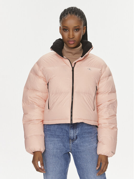 Calvin Klein Jeans Vatovaná bunda J20J221649 Ružová Cropped Fit