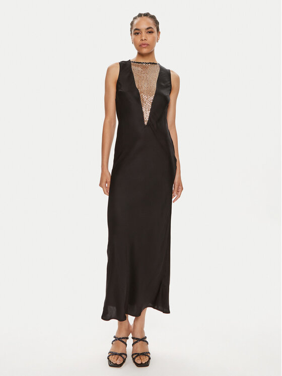 ROTATE ROTATE Cocktail obleka Arianna 112540100 Črna Slim Fit