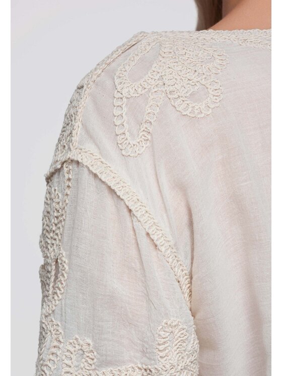Ombre Ombre Bluzka OW-TS-E0070 Beżowy Loose Fit