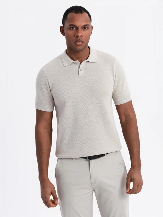 Ombre Ombre Polo OM-POSS-0117 Beżowy Regular Fit