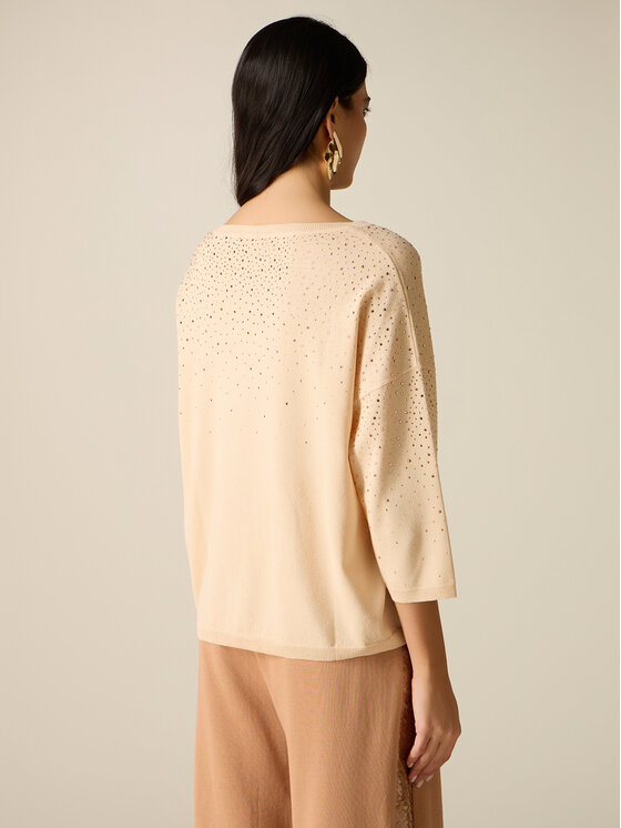 Oltre Oltre Sweter M112E002112N002 Kremowy Regular Fit