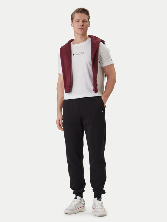 Tommy Hilfiger Tommy Hilfiger Teplákové nohavice Global Stripe MW0MW42882 Čierna Regular Fit