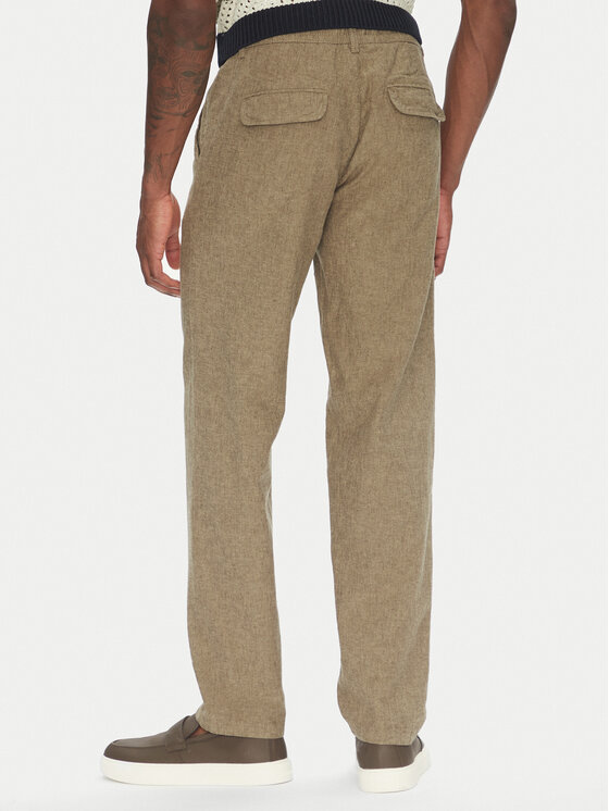 Lindbergh Lindbergh Kalhoty z materiálu 30-008023 Béžová Relaxed Fit