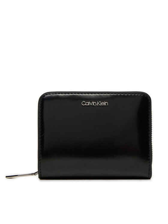 Calvin Klein Calvin Klein Portafoglio piccolo da donna Ck Must Medium Zip Around_Shiny K60K612847 Nero