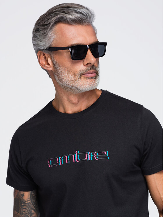 Ombre Ombre T-Shirt OM-TSPT-0300 Czarny Regular Fit