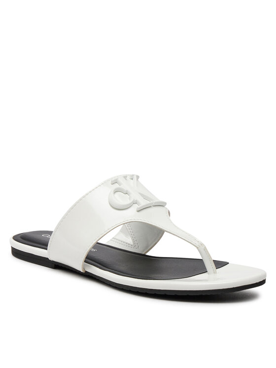 Calvin Klein Jeans Calvin Klein Jeans Σαγιονάρες Flat Sandal Slide Toepost Mg Met YW0YW01342 Λευκό