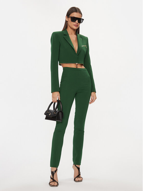 Patrizia Pepe Patrizia Pepe Hlače iz tkanine P0599/A6F5-G570 Zelena Slim Fit