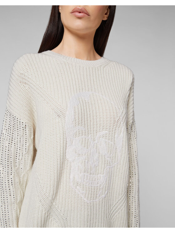 PHILIPP PLEIN PHILIPP PLEIN Sweter 7985 Beżowy Regular Fit