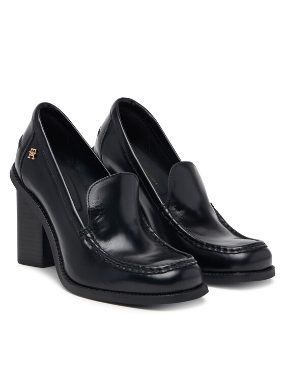 Tommy Hilfiger Tommy Hilfiger Pusbačiai Square Toe Heeled Loafer FW0FW09493 Juoda