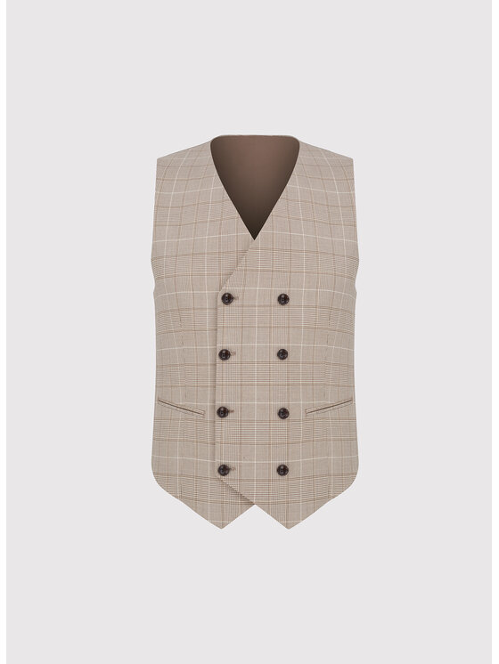 Pako Lorente Pako Lorente Kamizelka garniturowa P26SF-8X-015 Beżowy Slim Fit