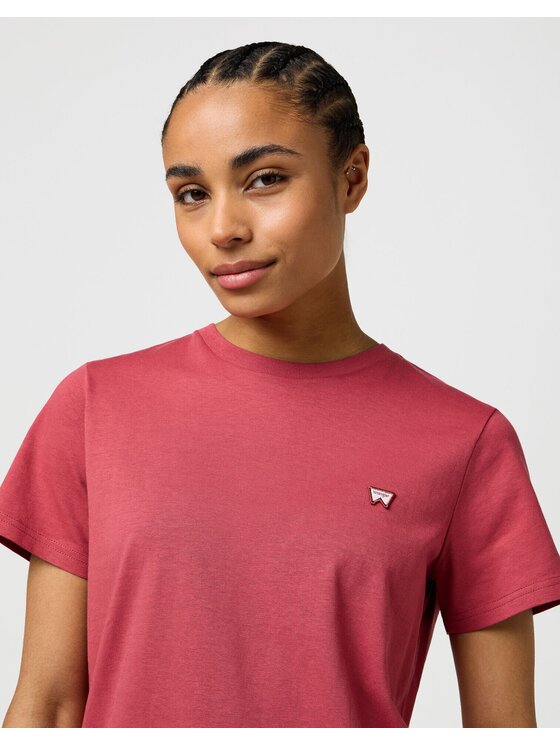 Wrangler Wrangler T-Shirt SIGN OFF TEE Różowy Slim Fit