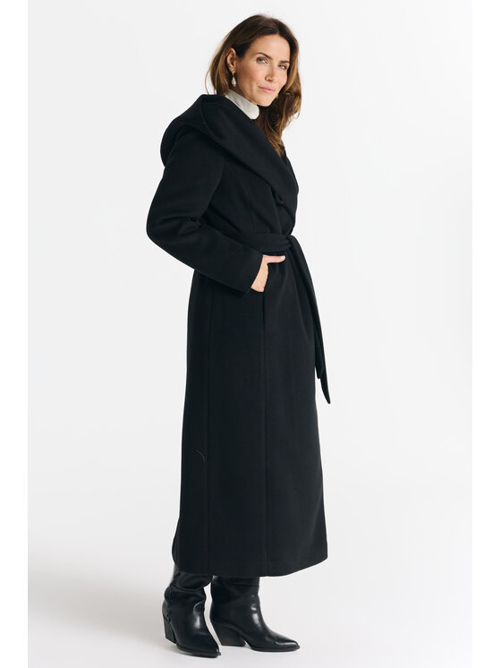 Salme Salme Płaszcz wełniany Noelia maxi Czarny Regular Fit