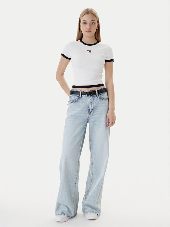 Tommy Jeans Tommy Jeans Póló Badge DW0DW22575 Ekru Slim Fit