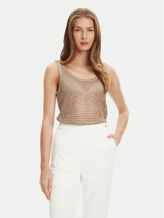 Guess Guess Top W5YR29 Z37G0 Bej Regular Fit