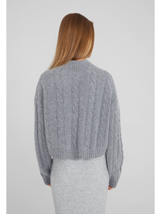 Style Republic Style Republic Sweter Kaszmirowo-wełniana mieszanka z półgolfem Szary Oversize