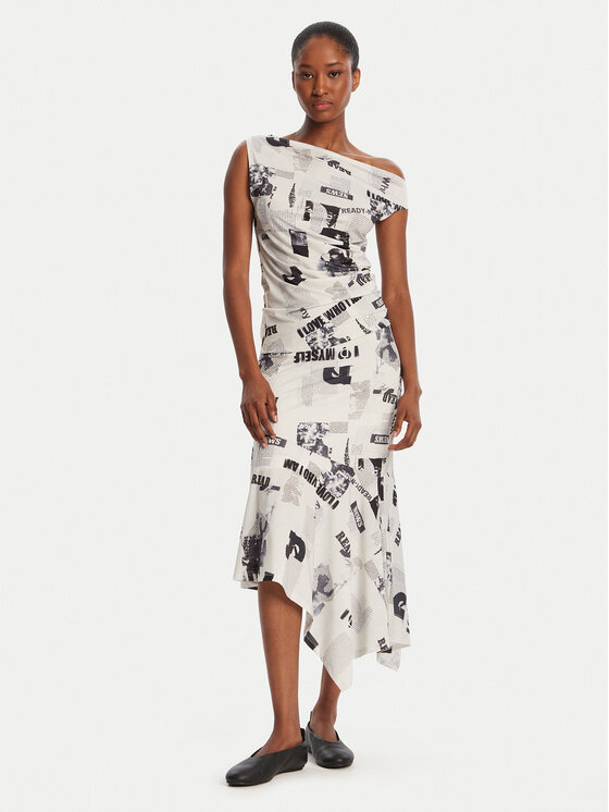 Desigual Desigual Majica Breaking News 25WWTK10 Écru Regular Fit