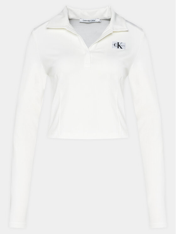 Calvin Klein Jeans Calvin Klein Jeans Halenka Polo Collar Milano Regular Top J20J222556 Bílá Regular Fit