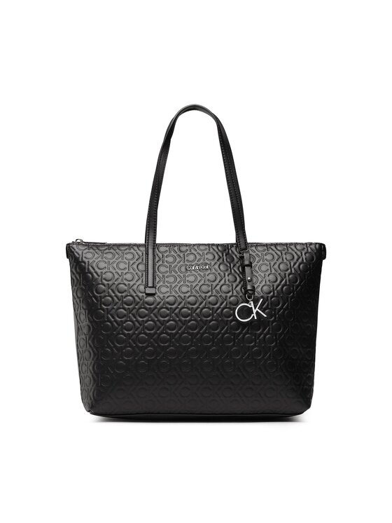 Calvin Klein Geantă Ck Must Shopper Mid Embossed Mono K60K610274 Negru Calvin imagine noua
