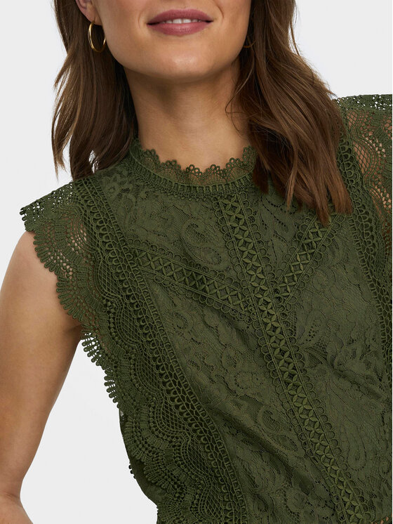 ONLY ONLY Majica Karo 15204604 Zelena Regular Fit
