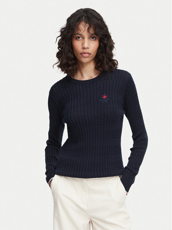 Beverly Hills Polo Club Pulover P-SS26W-M537390 Bleumarin Regular Fit