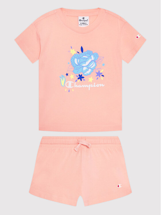 Champion Súprava tričko a športové šortky 404396 Ružová Custom Fit