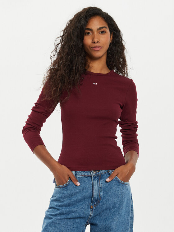 Tommy Jeans Tommy Jeans Bluse DW0DW17387 Dunkelrot Regular Fit