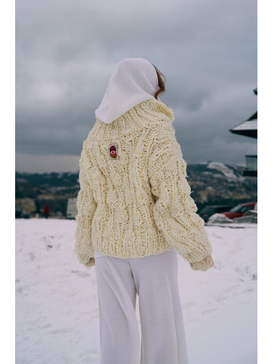 NAOKO NAOKO Kardigan Frosted Cloud Beżowy Regular Fit