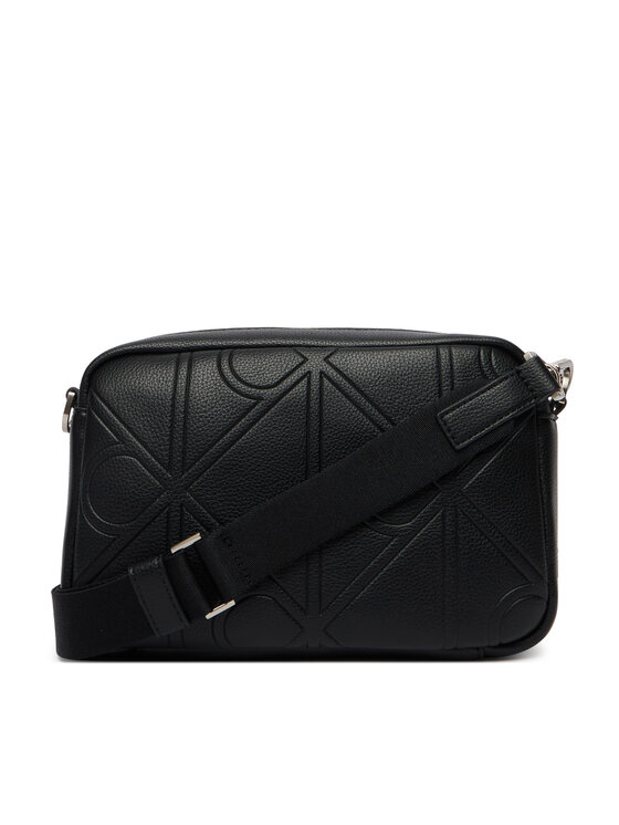 Calvin Klein Calvin Klein Crossover torbica Emblem Aop Emboss Camera Bag LV04D3330G Crna