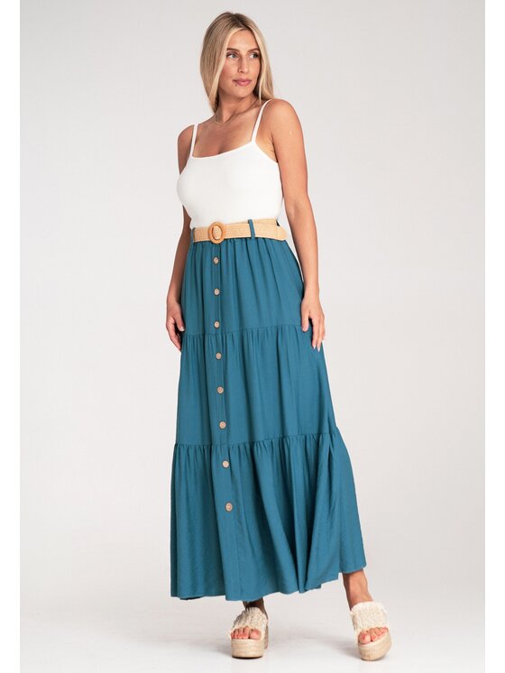 FIGL FIGL Maxi sukňa M1222 Modrá Straight Fit