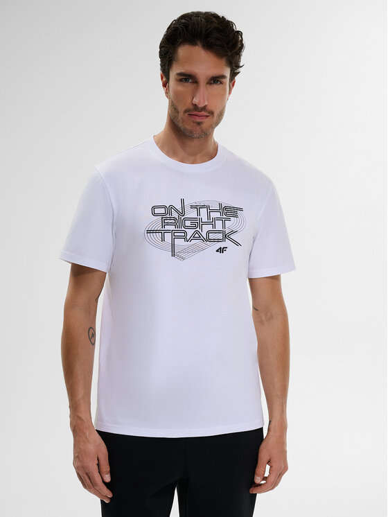 4F 4F T-Shirt MONOCHROME MOVEMENT Biały Regular Fit