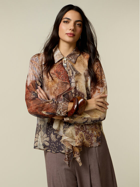 Oltre Oltre Camicia 500DR003344N0R2 Marrone Regular Fit