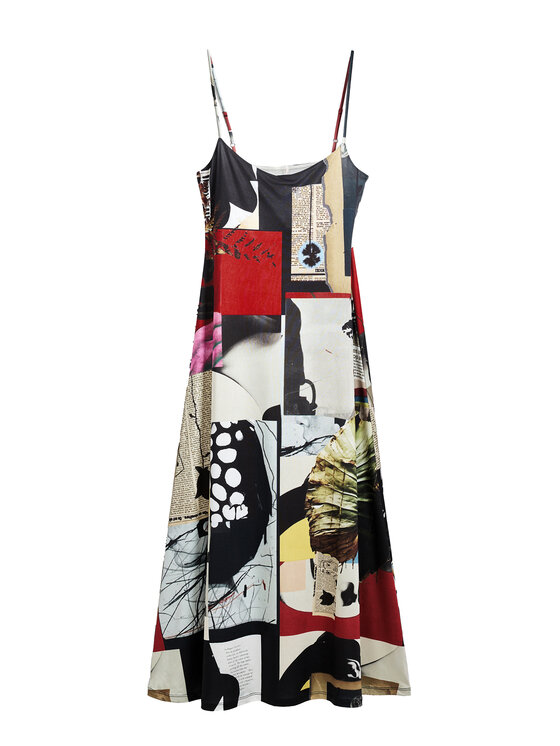 Desigual Desigual Kleid für den Alltag Newspaper Coll 25SWVK40 Bunt Regular Fit