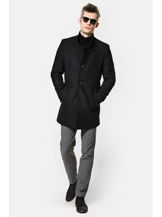 Lancerto Lancerto Płaszcz wełniany Haga KU054222000003 Czarny Regular Fit