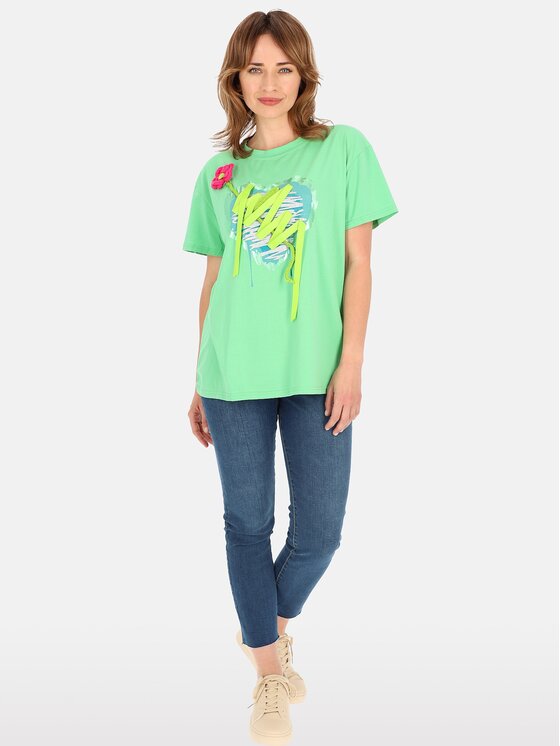Perso Perso T-Shirt TCE245099F Zielony Regular Fit