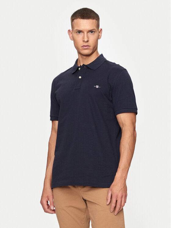 Gant Polo Majica Shield 2220 Mornarsko Modra Slim Fit