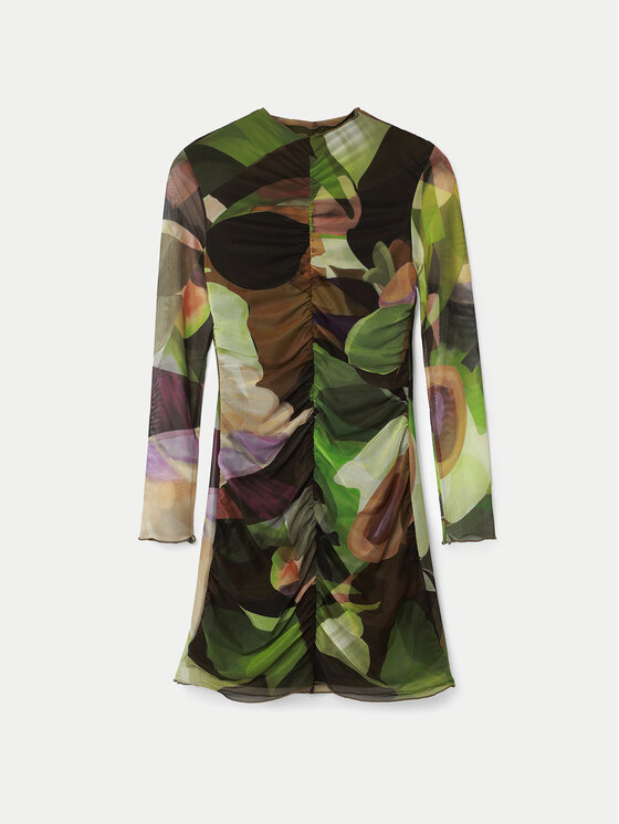 Desigual Desigual Každodenní šaty Camouflage Lacroix 24WWVK36 Zelená Slim Fit