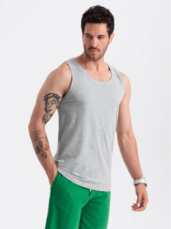 Ombre Ombre Tank top OM-TSBT-0192 Šedá Regular Fit