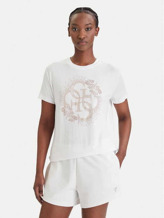 Guess Guess Tričko E6GI01 K68D2 Biela Regular Fit
