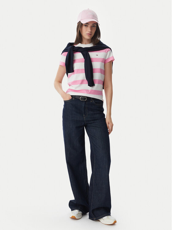 Tommy Jeans Tommy Jeans Marškinėliai Flag DW0DW23801 Šviesiai rožinė Regular Fit
