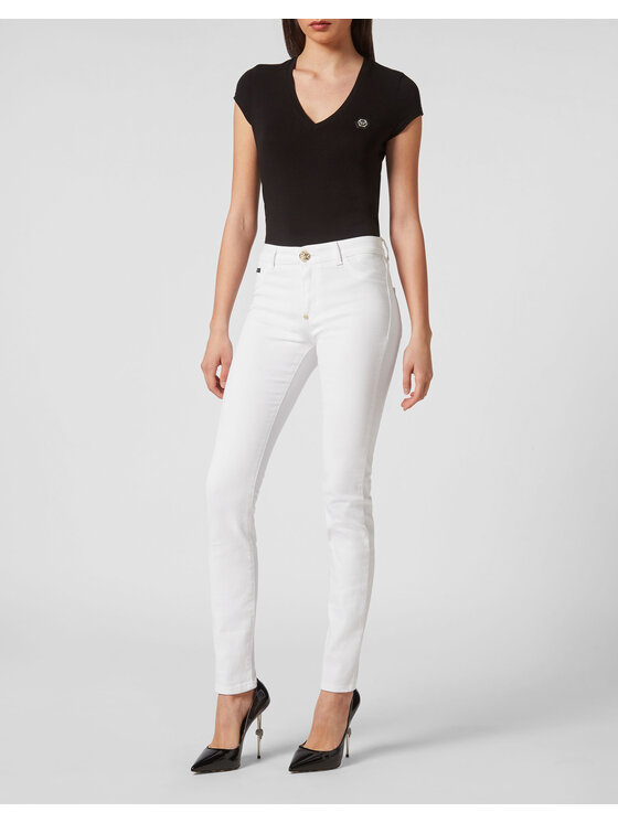 PHILIPP PLEIN PHILIPP PLEIN Jegginsy 5917 Biały Jegging Fit