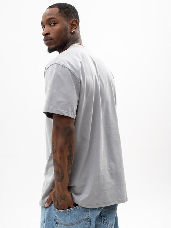 Jigga Wear Jigga Wear T-Shirt Koszulka Z Krótkim Rękawem Oversize Męska Szara / Czerwona Jigga Wear Haft Simple Crown L Szary Oversize