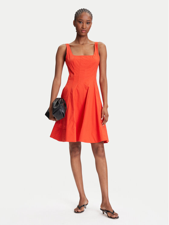 STAUD STAUD Vsakodnevna obleka Mini Wells R25S2249PO Oranžna Slim Fit