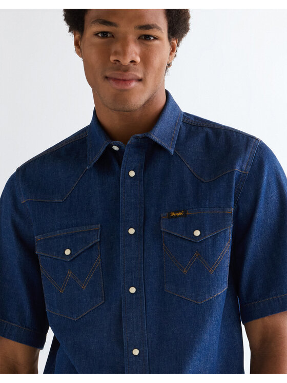 Wrangler Wrangler Koszula SS WESTERN SHIRT Niebieski Regular Fit