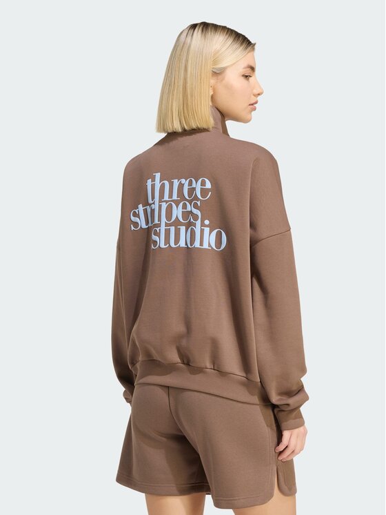 adidas adidas Bluza 3 STRIPES STUDIO Brązowy Loose Fit