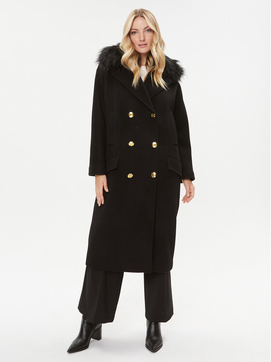 Elisabetta Franchi Elisabetta Franchi Vilnonis paltas CP-44D-36E2-008339 Juoda Regular Fit