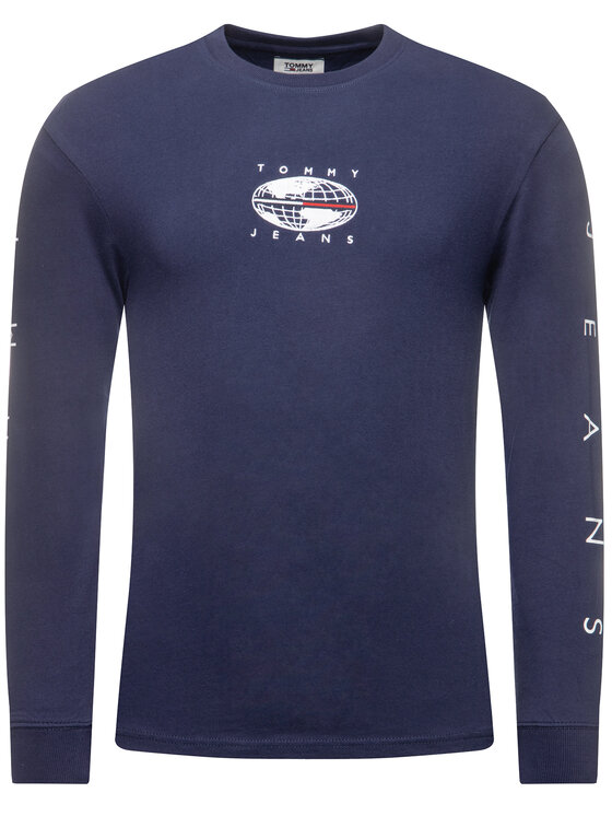 Tommy Jeans Tommy Jeans Longsleeve Novel Logo DM0DM07437 Dunkelblau Regular Fit