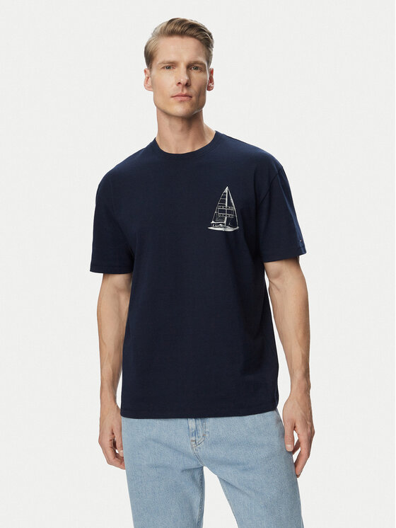 Tommy Jeans Tricou Sailboat DM0DM23184 Bleumarin Regular Fit